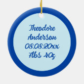 Blue Baby Boy Schmetterlinge und Blume Custom Keramik Ornament (Hinten)