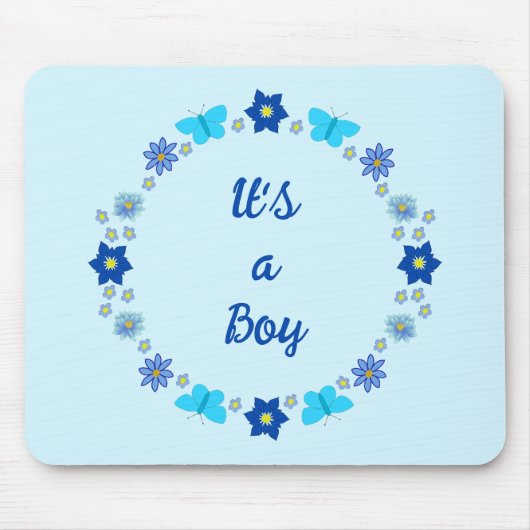Blue Baby Boy Schmetterlinge und Blume Custom Mousepad (Vorne)