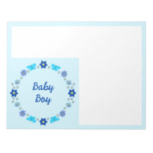 Blue Baby Boy Schmetterlinge und Blume Custom Notizblock