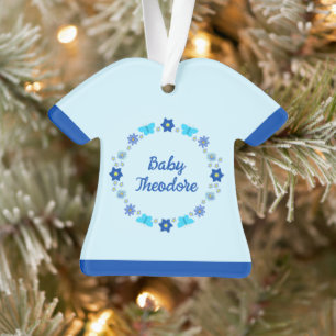 Blue Baby Boy Schmetterlinge und Blume Custom Ornament
