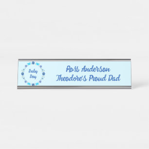 Blue Baby Boy Schmetterlinge und Blume Custom Schreibtischnamensplakette