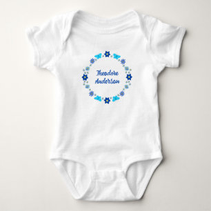 Blue Baby Boy Schmetterlinge und Blume Custom Strampler