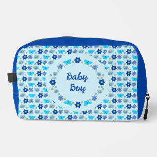 Blue Baby Boy Schmetterlinge und Blume Custom Waschbeutel