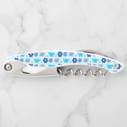 Blue Baby Boy Schmetterlinge und Blume Gemustert Kellnermesser (Vorderseite)