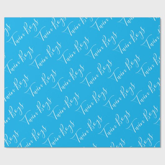 Blue Baby Boy Script Twin Boys Wrapping Paper Geschenkpapier (Flach)