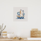 Blue Baby Boy Segelschiff Poster (Küche)