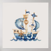 Blue Baby Boy Segelschiff Poster (Vorne)