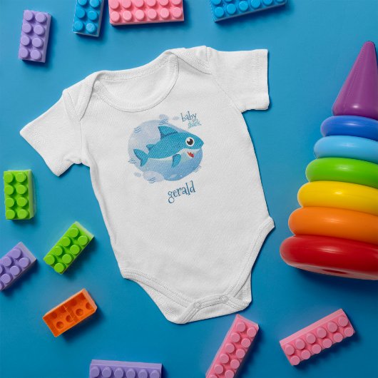 Blue Baby Boy Shark Strampler