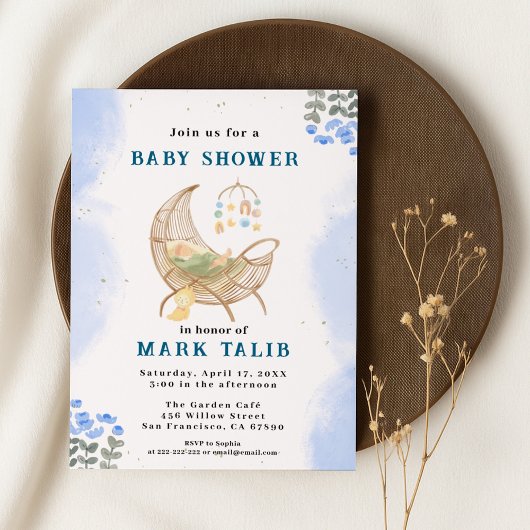 Blue Baby Boy Shower Invitation – Customizable Einladung