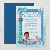 Blue Baby Boy Shower Tweete Einladung (Vorne/Hinten)