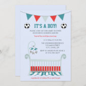 Blue Baby Boy Soccer Baby Dusche Einladung (Vorne/Hinten)