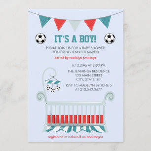 Blue Baby Boy Soccer Baby Dusche Einladung