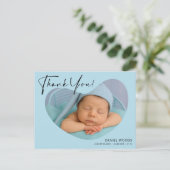 Blue Baby Boy Vielen Dank Postcard mit Foto Postkarte (Stehend Vorderseite)