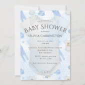 Blue Baby Boy Watercolor Baby Dusche Einladung (Vorderseite)