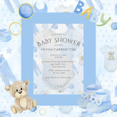 Blue Baby Boy Watercolor Baby Dusche Einladung