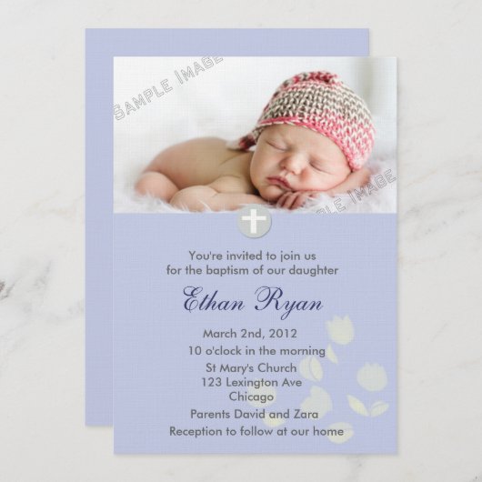 Blue Baby Boy Weihnachten Einladung (Vorne/Hinten)