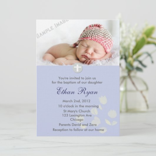 Blue Baby Boy Weihnachten Einladung (Stehend Vorderseite)