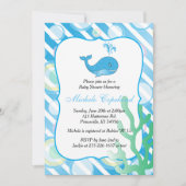 Blue Baby Boy Whale Babyshower Einladung (Vorderseite)