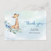Blue baby boygiraffe eucalyptus wreath Vielen Dank Begleitkarte (Vorderseite)