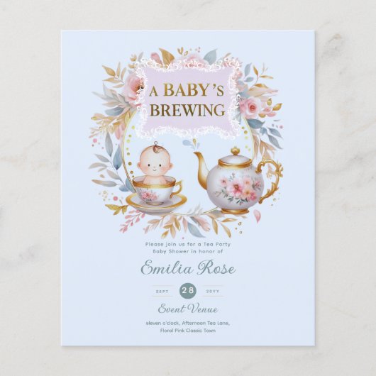 Blue Baby Brewing Tee Party Dusche Blumenbrunch (Vorderseite)