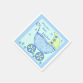 Blue Baby Buggy Boy Willkommensdusche Party Serviette (Ecke)