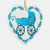 Blue Baby Buggy Heart Keramik Ornament (Rechts)