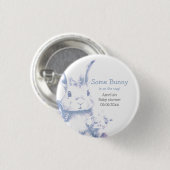 Blue Baby Bunny Baby Shower  Button (Vorne & Hinten)