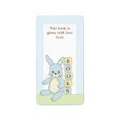 Blue Baby Bunny Book Gift Book Plate Label Adressaufkleber (Vorne)