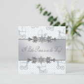 Blue Baby Carriage Baby Boy Prince Dusche Einladung (Stehend Vorderseite)