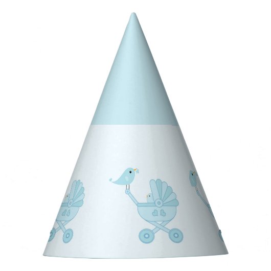Blue Baby Carriage Baby Shooting Party Hat Partyhütchen (Vorderseite)