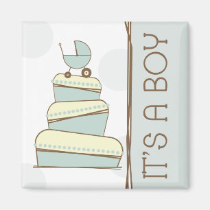 Blue Baby Carriage Cake "It's A Boy" Magnet