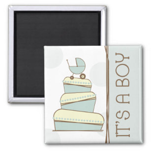 Blue Baby Carriage Cake "It's A Boy" Magnet