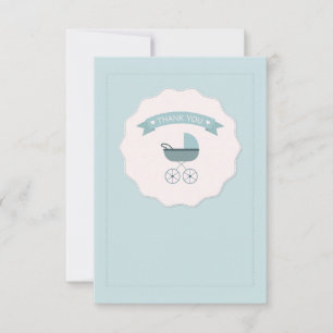 Blue Baby Carriage Vielen Dank Notecard Mitteilungskarte