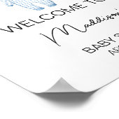 Blue Baby Clothes Baby Dusche Willkommen Poster (Ecke)