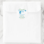 Blue Baby Clothesline Babyaufkleber Runder Aufkleber (Tasche)