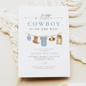 Blue Baby Clothesline Little Cowboy Baby Dusche Einladung