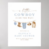Blue Baby Clothesline Little Cowboy Baby Dusche Poster (Vorne)
