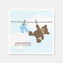 Blue Baby Clothesline und Teddy Bear Serviette