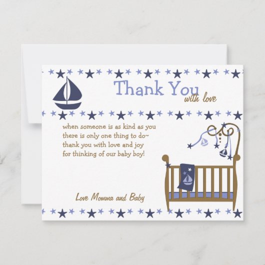 Blue Baby Crib Dankeskarte (Vorderseite)