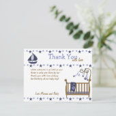 Blue Baby Crib Dankeskarte (Stehend Vorderseite)