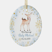 Blue Baby Deer Animal erwarten wir Eltern Keramik Ornament (Rechts)