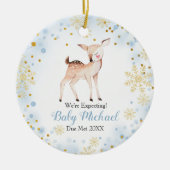 Blue Baby Deer Animal erwarten wir Eltern Keramik Ornament (Vorne)