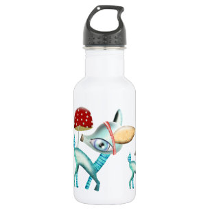 Blue Baby Deer Red Mushroom Liberty Flasche Trinkflasche