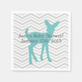 Blue Baby Deer und Grau Zickzack Napkins Serviette