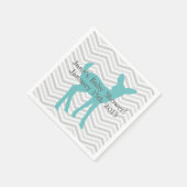 Blue Baby Deer und Grau Zickzack Napkins Serviette (Ecke)