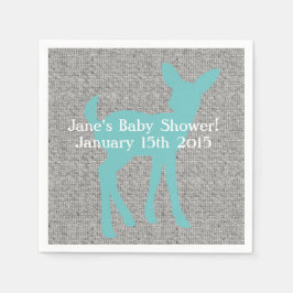 Blue Baby Deer und Gray Burlap Napkins Serviette