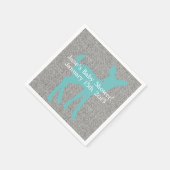 Blue Baby Deer und Gray Burlap Napkins Serviette (Ecke)