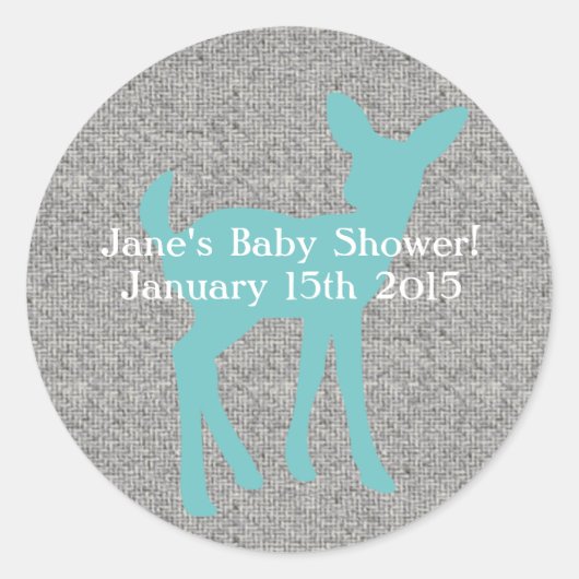 Blue Baby Deer und Gray Burlap Stickers (Vorderseite)