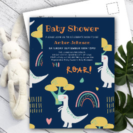 Blue Baby Dinosaur Rainbow Niedlich Baby Dusche Einladungspostkarte