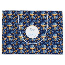 Blue Baby Dinosaurier Yellow & Blue Blumen Große Geschenktüte